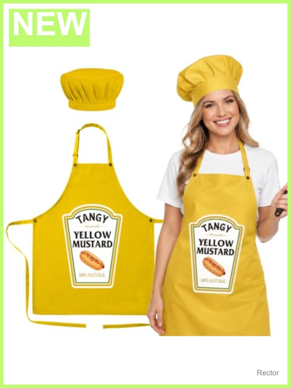 Mustard Condiment Apron Chef Hat Set Funny Halloween Dress Up Costume